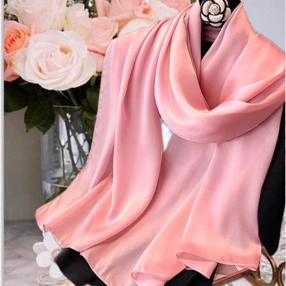 Light Pink 100% SILK SATIN Large Shawl Scarf Wrap Wedding Bridesmaid Cover up - Picture 1 of 8